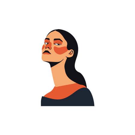Stylized Portrait of Woman with Red Accents. Vector illustration design.のイラスト素材