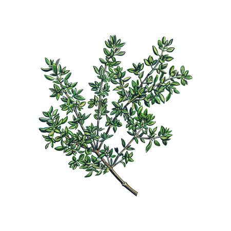 Realistic Watercolor Illustration of Thyme Sprig Vector.のイラスト素材