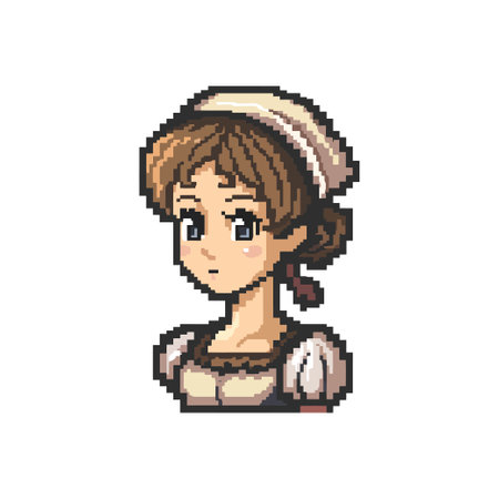 Pixel Art Woman with Bonnet. Vector illustration design.のイラスト素材