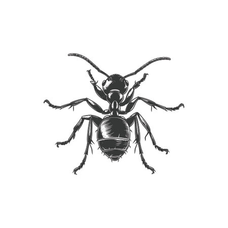Detailed Black and White Ant from Top View. Vector illustration design.のイラスト素材