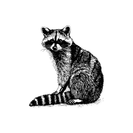 Intricate black and white raccoon. Vector illustration design.のイラスト素材