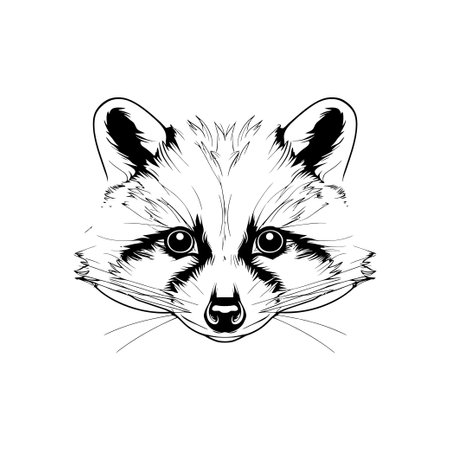 Raccoon face illustration in black and white. Vector illustration design.のイラスト素材