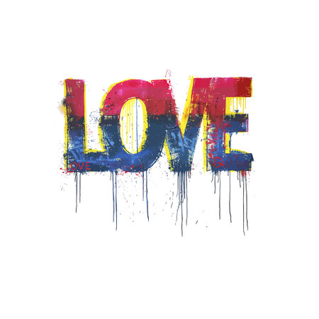 Colorful graffiti-style LOVE word art. Vector illustration design.のイラスト素材