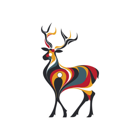Abstract deer with colorful geometric patterns. Vector illustration design.のイラスト素材