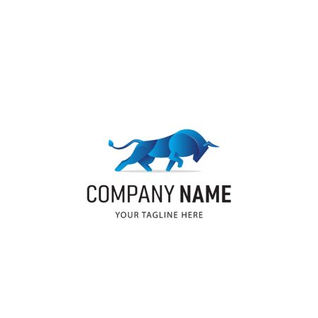 Blue Bull Logo Design. Gradient Style Animal logoのイラスト素材