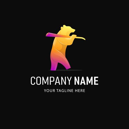 Colorful Bear Logo Design. Gradient Style Animal logoのイラスト素材