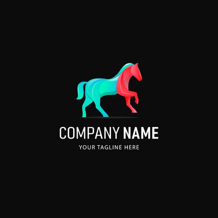 Gradient Horse Logo Design Professional, Colorful Horse Logo Modernのイラスト素材