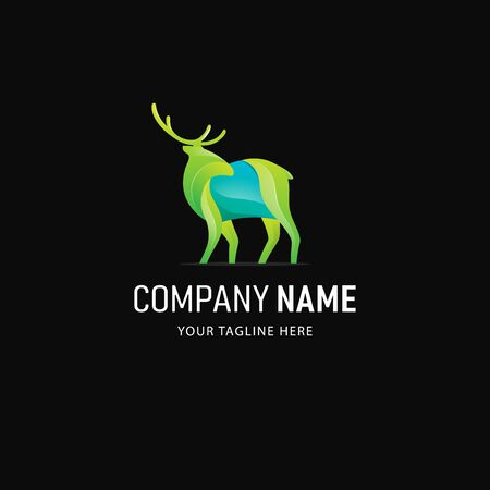 Colorful Deer Logo Design. Gradient Style Animal logoのイラスト素材