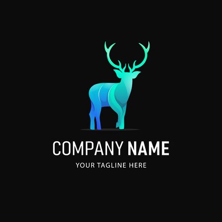Colorful Deer Logo Design. Gradient Style Animal logoのイラスト素材