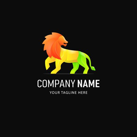 Colorful Lion Logo Design. Gradient Style Animal logoのイラスト素材
