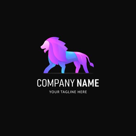 Colorful Lion Logo Design. Gradient Style Animal logoのイラスト素材