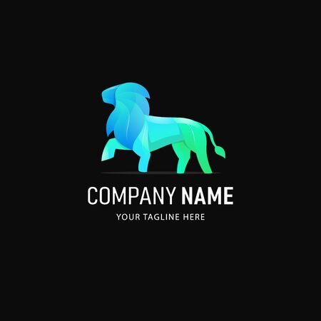 Colorful Lion Logo Design. Gradient Style Animal logoのイラスト素材