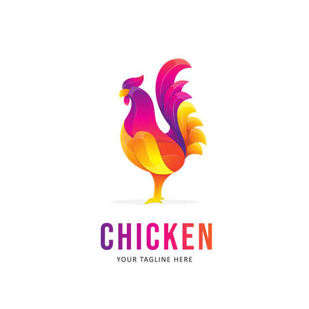 Colorful chicken Design. Gradient Style Animalのイラスト素材