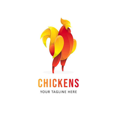 Colorful chicken Design. Gradient Style Animalのイラスト素材