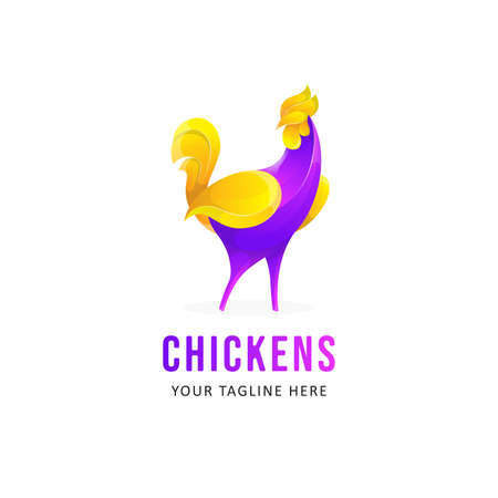 Colorful chicken  Design. Gradient Style Animalのイラスト素材