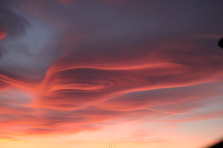 Spectacular sunset in Varese, caused by the smog and the fumes of the firesの写真素材