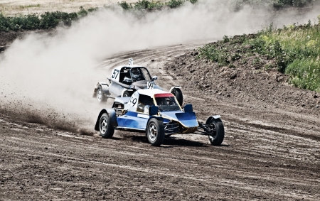 two buggies for extreme off-road on the trackの写真素材