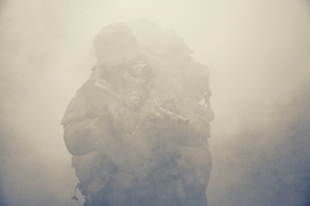 Jagdkommando soldier Austrian special forces in the smoke