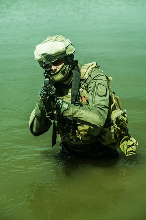 Jagdkommando Austrian special forces equipped with  assault  rifleの写真素材