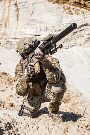 United States Army ranger in the mountainsの写真素材