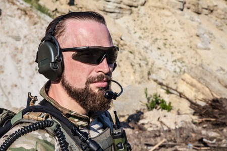 United States Army ranger in the mountainsの写真素材