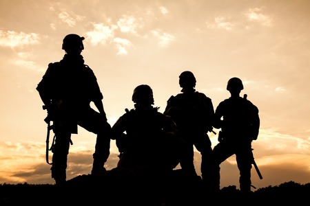 United States Army rangers on the sunsetの写真素材
