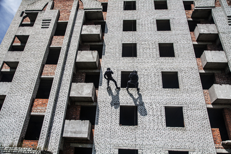 Spec ops police officer SWAT during assault operationの写真素材