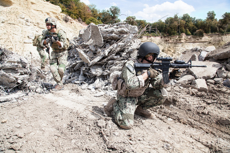 members of navy seal team with weapons in action royalty navy seal weapons