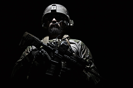 Green Berets US Army Special Forces Group soldier studio shotの写真素材