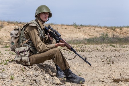 Soviet paratrooper in Afghanistan during the Soviet Afghan Warの写真素材