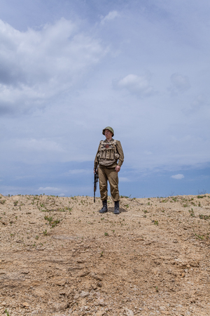 Soviet paratrooper in Afghanistan during the Soviet Afghan Warの写真素材
