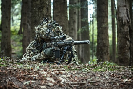 United states army ranger sniper wearing ghillie suitの写真素材