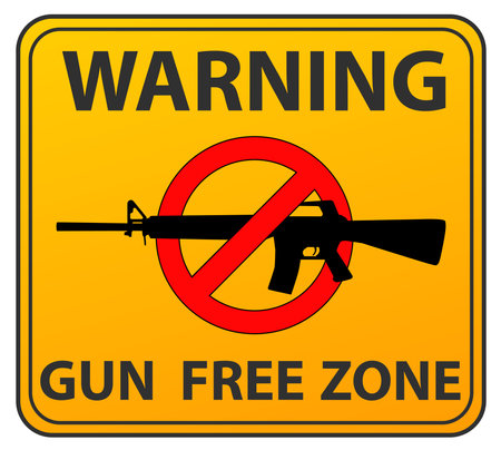 Gun Free Zone Prohibition Warning Sign Restricted Area Guns Banned And Not Allowed Vector Image Silhouette Illustration Isolated On White Background の素材 Fy ストックフォトのamanaimages Plus