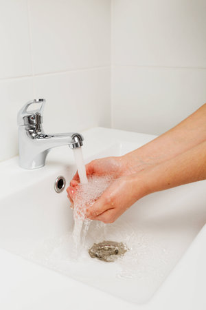 Washing handsの写真素材