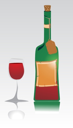 Red Wine bottle and glassのイラスト素材