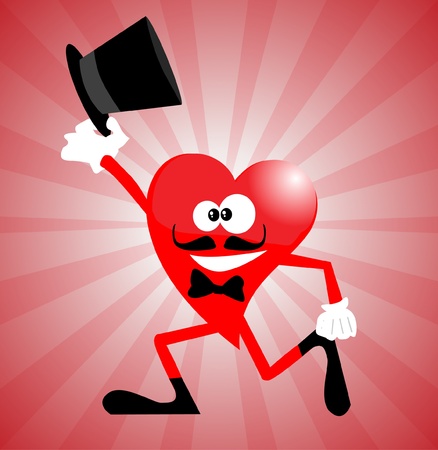 Heart Man with stovepipe hatのイラスト素材