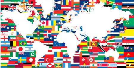 national flags and world mapのイラスト素材