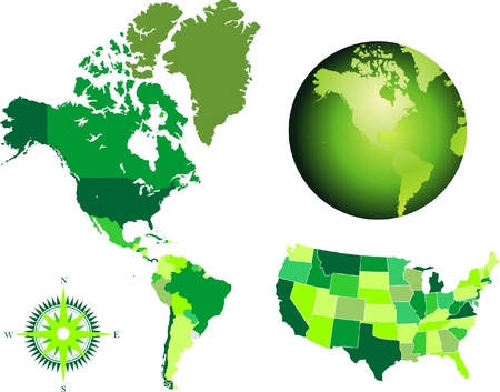 america map and globeのイラスト素材