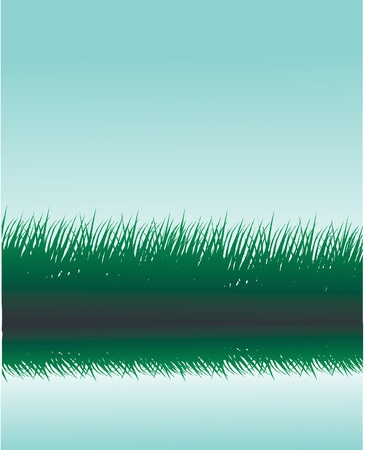 grass silhouettes with reflection in waterのイラスト素材