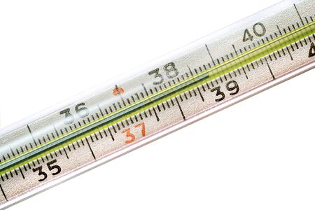 an old mercury thermometer showing a fever