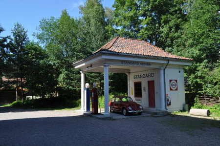 Oslo, Norway - July 16, 2021: Old empty gas station in the city of Oslo in Norwayのeditorial素材