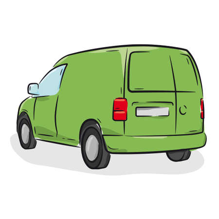 Simple black and white drawing utility van vehicleのイラスト素材