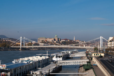 View of the Danube river in Budapest, Hungary.の写真素材