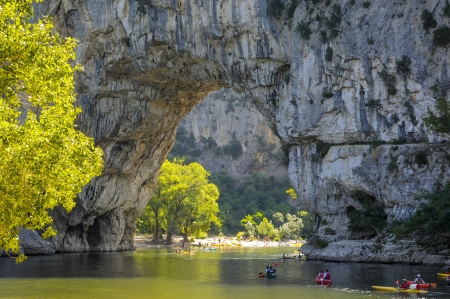 Scenes from the Ardeche Region in France  The river with canoes