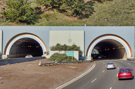 Robin Williams Tunnels in California showing the entrance and exits on the north side of the highway