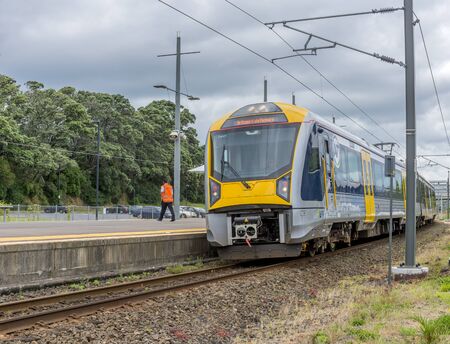 Auckland, New Zealand December 12 2015 Auckland's Orakei railway station on the Eastern Lineのeditorial素材