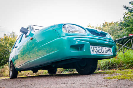 Reliant Robin popular fibreglass small three-wheeled car, manufacture by the Reliant Motor Companyのeditorial素材
