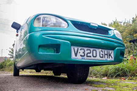Reliant Robin popular fibreglass small three-wheeled car, manufacture by the Reliant Motor Companyのeditorial素材