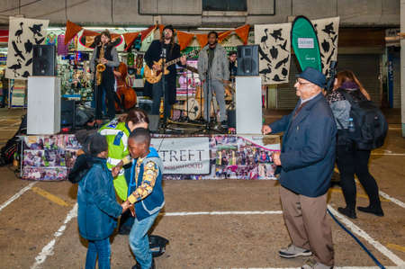 Green Street Diversity Procession celebration, dancing and band performance, Newham, Londonのeditorial素材