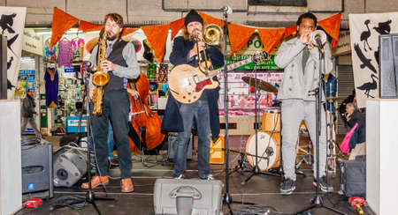 Green Street Diversity Procession celebration, dancing and band performance, Newham, Londonのeditorial素材
